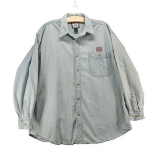 Lee Men's Denim Shirt Blue XL Button Front Collared Cotton Long Sleeve Pocket